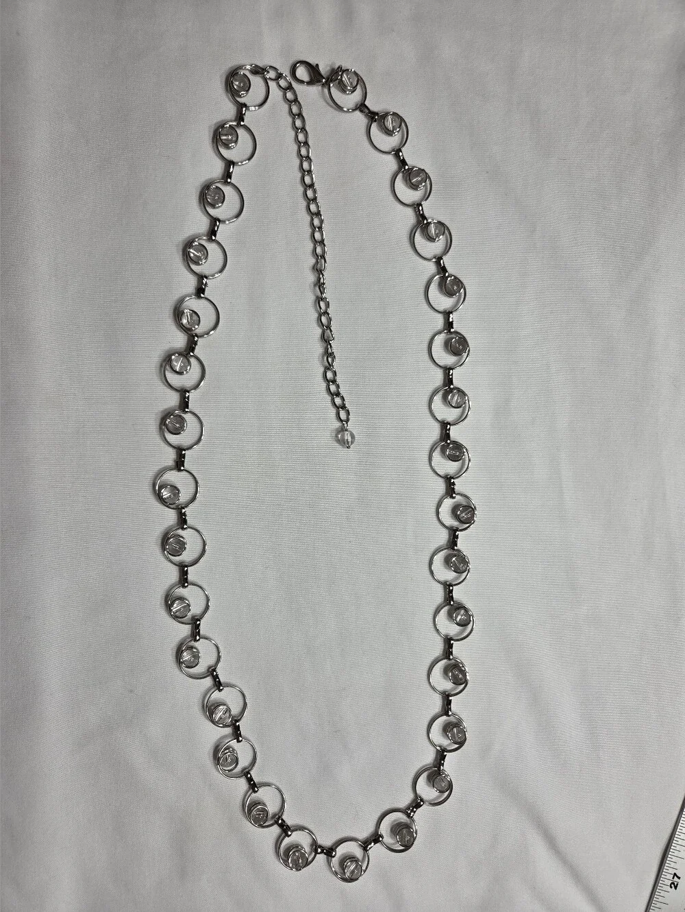Elegant Silver-Tone Crystal Circle-Link Belt - Women Accessories